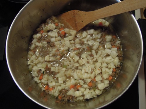 add broth and potatoes